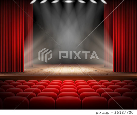 Red curtain and empty theatrical scene 36187706