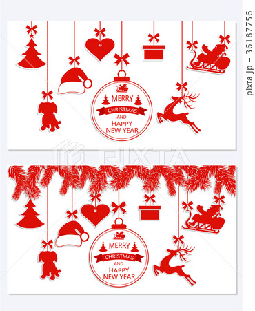 New Year Christmas. Set different hanging New Year Christmas. Set different hanging 36187756