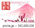 戌　年賀状　桜　背景  36188106