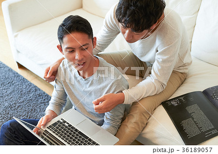 リビングでくつろぐ男性たち リビングでくつろぐ男性たち 36189057