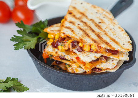 Vegetarian quesadilla with vegetables and cheese 36190661