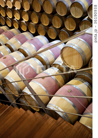 Wine barrels in a cellar 36190938