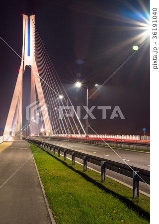 Highway going through a cable-stayed bridge 36191040