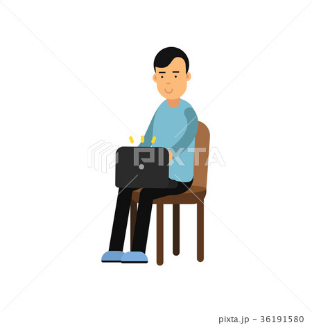 Young man in casual clothes sitting on a chair 36191580