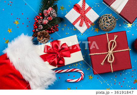 Christmas presents flowing out of Santa's stocking 36191847
