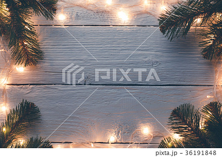 Photo of Christmas wooden gray surface with 36191848