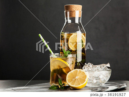 Ice tea with lemon and mint 36191927