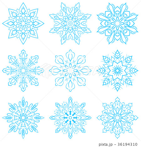 Set four blue snowflakes. 36194310