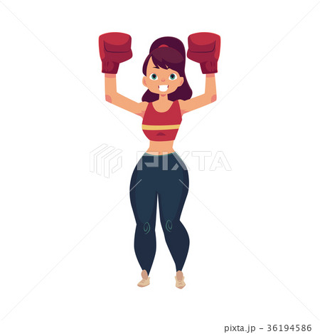 vector flat muscular althlete boxer woman 36194586