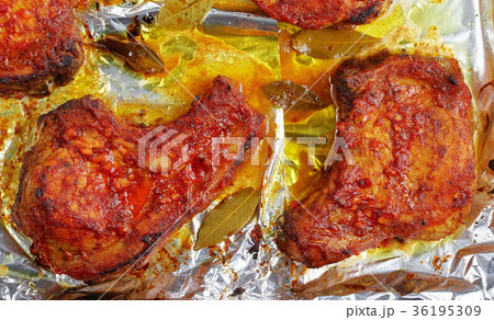Oven Roasted tender, spicy pork chops 36195309