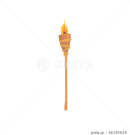 Burning beach bamboo torch cartoon vector 36195629