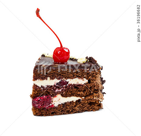 Piece of chocolate cherry cake 36196682
