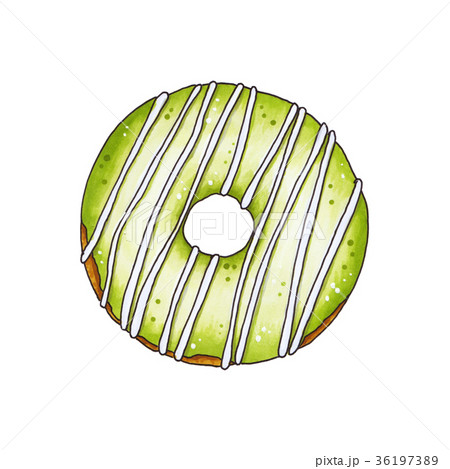 Donut with green glaze. Donut with green glaze. 36197389