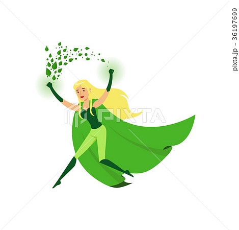 Cute eco superhero girl with super strength 36197699
