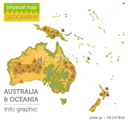 Australia and Oceania physical map elements 36197800
