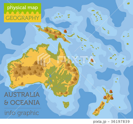 Australia And Oceania Physical Map Elementsのイラスト素材