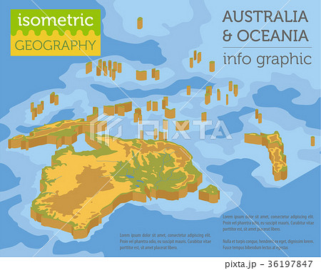 Isometric 3d Australia and Oceania physical map  36197847