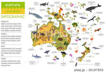 Australia and Oceania flora and fauna map 36197850