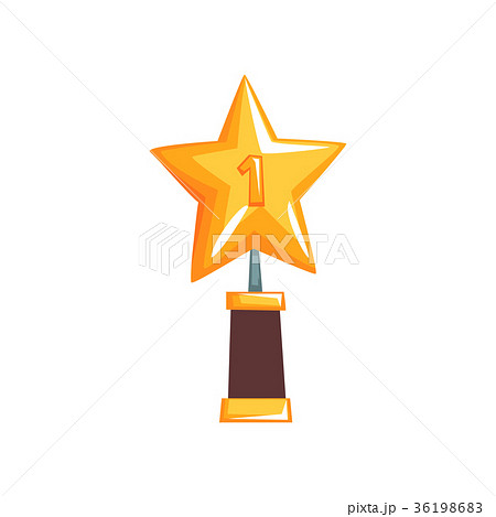 Shiny star trophy on brown base. Golden grand Shiny star trophy on brown base. Golden grand 36198683