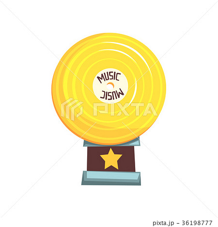 Flat vector illustration of golden vinyl record Flat vector illustration of golden vinyl record 36198777