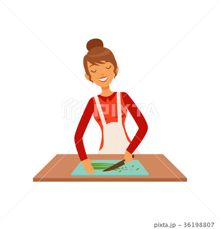 Young woman cutting greenery, housewife girl 36198807