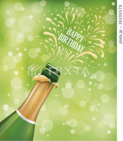 Champagne Bottle Popping Explosion To Birthday Parのイラスト素材