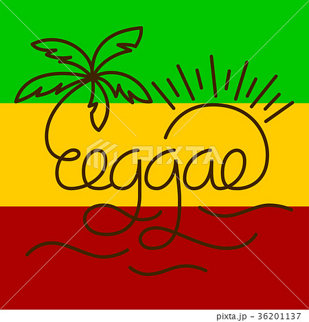 Vector Isolated Lettering Poster In Reggae Style のイラスト素材