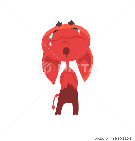 Crying cartoon devil with big drooping ears, horns Crying cartoon devil with big drooping ears, horns 36201151