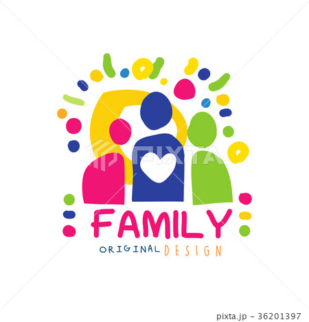 Abstract happy family logo with simple shapes of 36201397