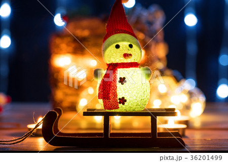 Cheerful snowman .New Year photo background. 36201499