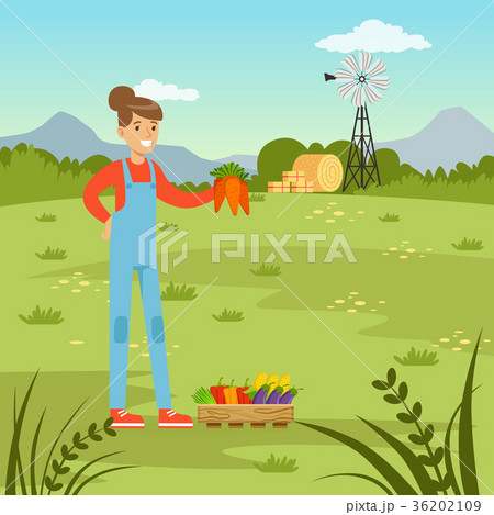 Farmer woman harvesting fresh vegetables 36202109