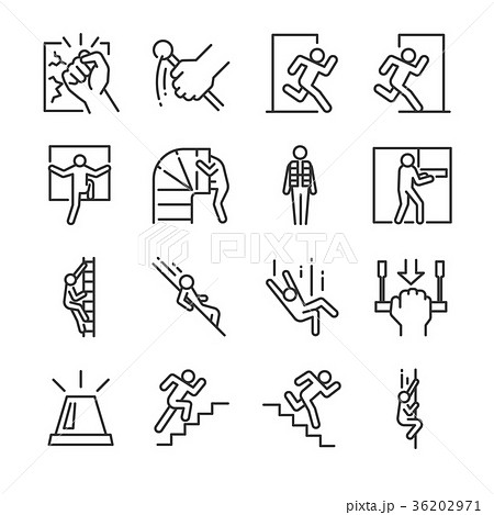 Emergency Exit Icon Set のイラスト素材