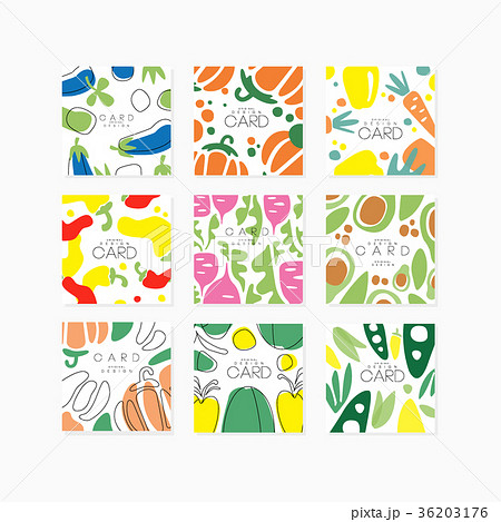 Vegetable cards collection original design 36203176