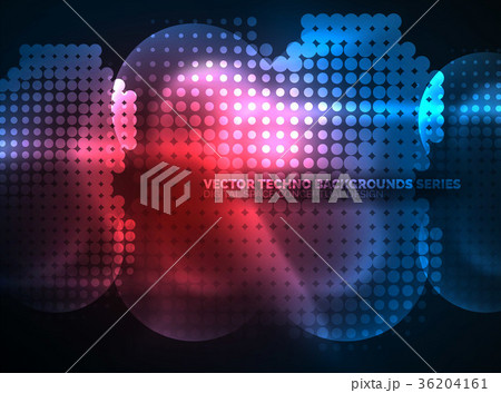 Shiny neon glowing circles, dot particles 36204161
