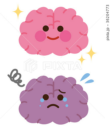 健康な脳 弱った脳 キャラクターのイラスト素材 36204773 Pixta