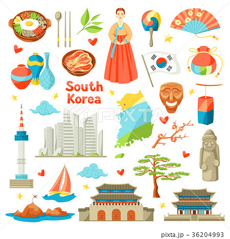 South Korea icons set. Korean traditional symbols 36204993