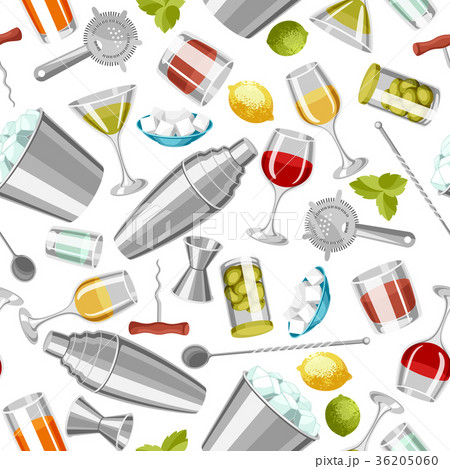 Cocktail bar seamless pattern. Essential tools 36205060
