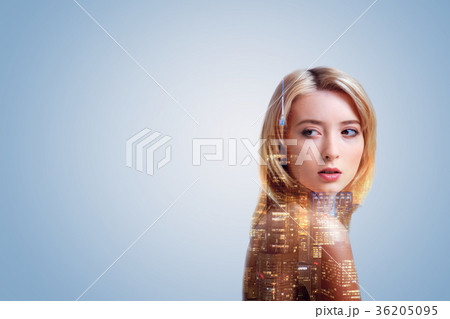 Thoughtful blonde girl dreaming about something Thoughtful blonde girl dreaming about something 36205095