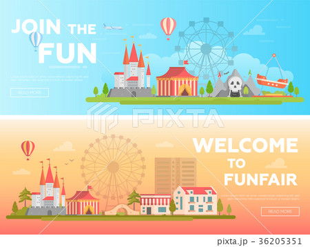 Amusement park - set of modern flat vector Amusement park - set of modern flat vector 36205351