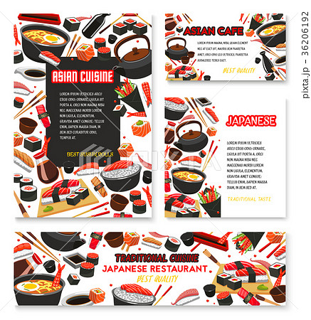Vector Japanese cuisine poster for sushi food Vector Japanese cuisine poster for sushi food 36206192