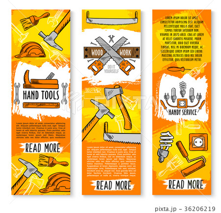 Vector construction handy work tools banners 36206219