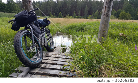 fatbike in the swamp on the old bridge fatbike in the swamp on the old bridge 36206282