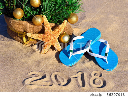 New Year 2018 on the beach. New Year 2018 on the beach. 36207018