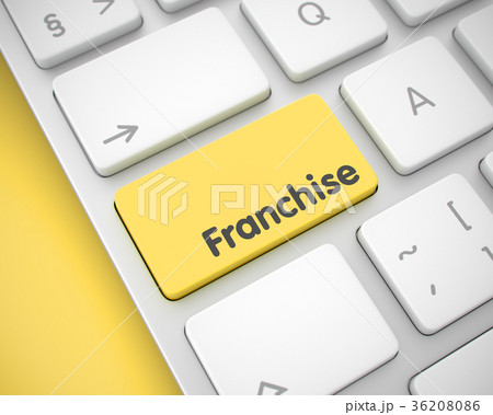 Franchise on the Yellow Keyboard Keypad. 3D. 36208086