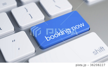 Booking Now on the Blue Keyboard Keypad. 3D. 36208227