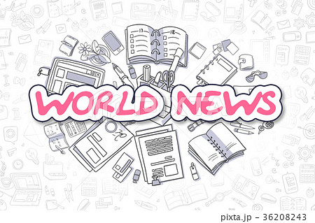 World News - Doodle Magenta Inscription. World News - Doodle Magenta Inscription. 36208243