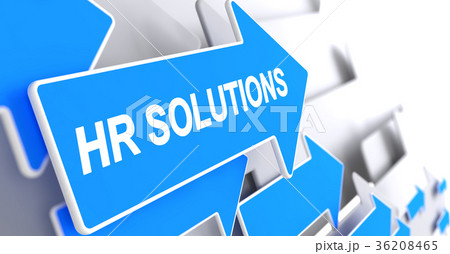 HR Solutions - Text on the Blue Pointer. 3D. 36208465