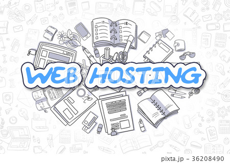 Web Hosting - Doodle Blue Text. Business Concept. 36208490
