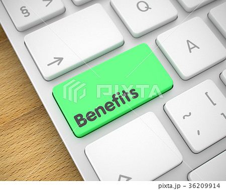 Benefits on the Green Keyboard Button. 3D. 36209914
