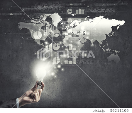 Glowing bulb in hand Glowing bulb in hand 36211106